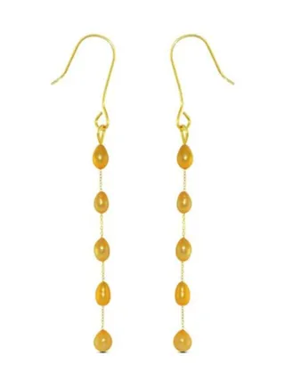 10 Karat Gold Golden Pearls Opera Drop Earrings 