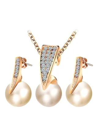 Rhinestone Studded Jewelry Set 