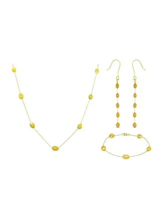 18 Karat Gold Golden Pearls Jewellery Set 