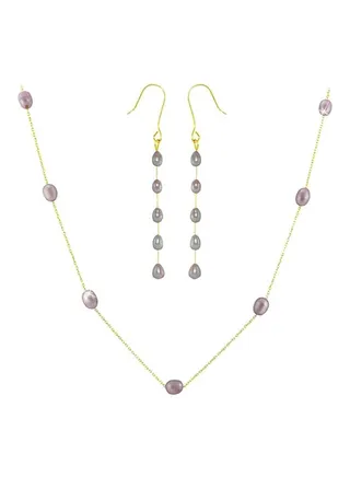 2-Piece 18 Karat Gold Pearls Jewellery Set 