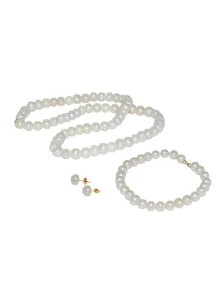 4-Piece 18 Karat Gold Pearl Studded Jewellery Set 