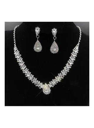 Bridal Wedding Jewelry Set Pearl Crown Necklace Earrings Accessories For Women 