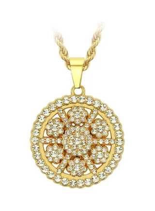Diamond Sunflower Pendant Twist Necklace 
