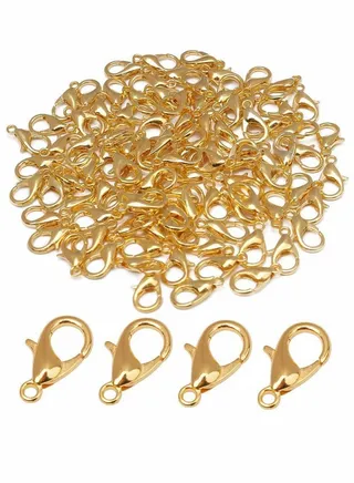 100 Pack Curved Lobster Clasps for DIY Craft Jewelry Making Necklace Bracelet Findings,Jewellery Accessory,Necklace Clasp Alloy Claw Clasps,Gold 