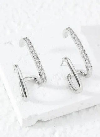 Elegant Silver Zirconia Earrings 