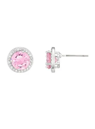 The Carat Collection - Pink Round Halo Earrings 
