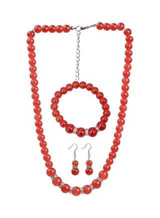 3-Piece Alloy Glass Crystal Beaded Jewelry Set 
