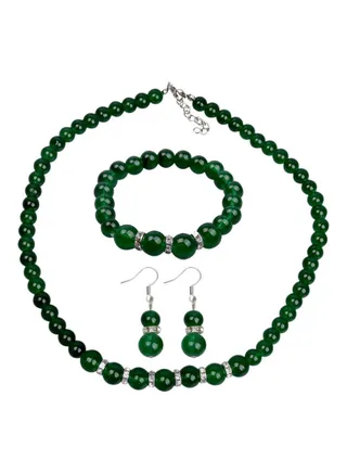 3-Piece Alloy Glass Crystal Beaded Jewelry Set 