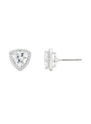 The Carat Collection - Clear Trillion Halo Earrings 