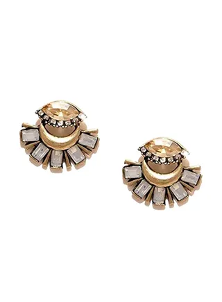 Gold-Toned Half Flower stud Earrings 