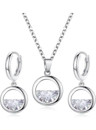 Cubic Zirconia Hollow Jewellery Set 