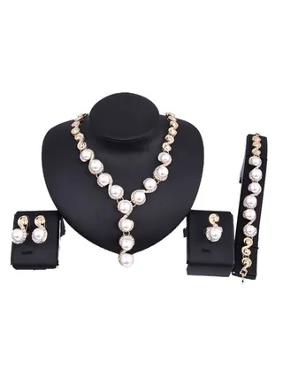 4-Piece Alloy Stone Studded Jewelry Set 