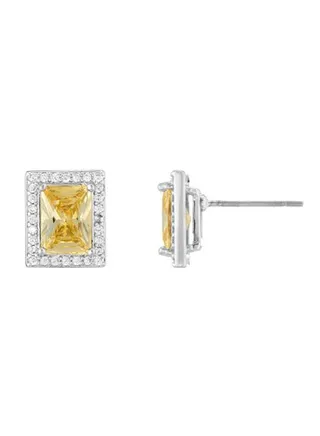 The Carat Collection - Canary Baguette Halo Earrings 
