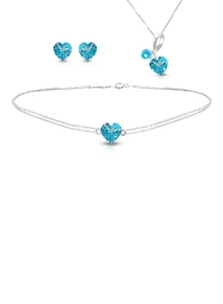 18 Karat White Gold Topaz Studded Jewellery Set 