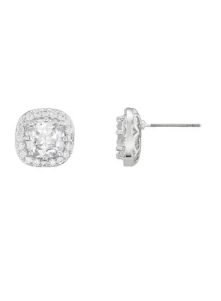 The Carat Collection - Clear Cushion Halo Stud Earrings 