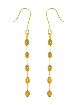 18 Karat Gold Golden Pearls Opera Drop Earrings 
