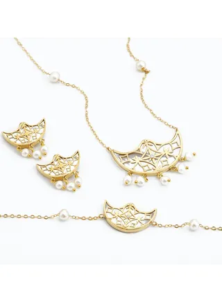 Sadaf 18K Water Lily Traditional Gold Set 