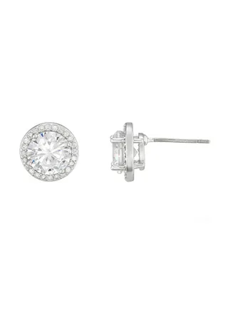 The Carat Collection - Clear Halo Solitaire Earrings 