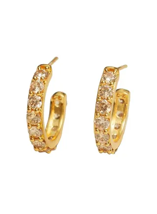 Champagne Jordan Beige Color Studded Huggie Earrings 