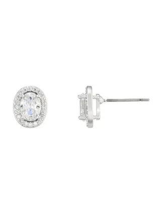 The Carat Collection - Clear Oval Halo Earrings 