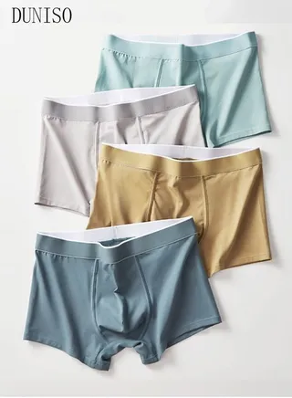4 Pack Men's Underwear Set Men's Cotton Boxers Short Briefs Breathable and Soft Underpants with High Elastic Waistband 