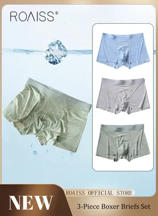 Men Boxers 3 Pack Set Trend Men Teenage Boys Underwear Short Briefs High Elastic Classic Underwear 
