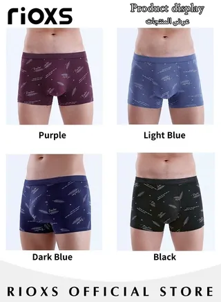 Men's 4 Pack Cotton Boxer Brief Sets Breathable Underwear Soft Stretch Boxer Shorts 