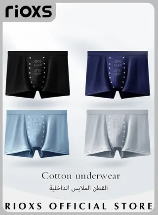 Men's 4 Pack Cotton Boxer Brief Sets Breathable Underwear Soft Stretch Boxer Shorts 