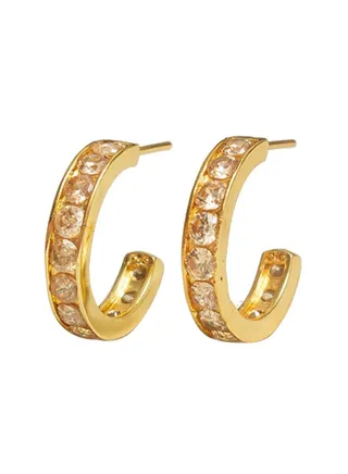 Champagne Albany Studded Huggie Beige Color Earrings 