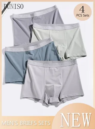 4 Packs Men's Briefs Set Cotton Underwear  Breathable and Comfortable Underpants with High Elastic Waistband Boxer Briefs for Teenager Multi-Colors Available Briefs 