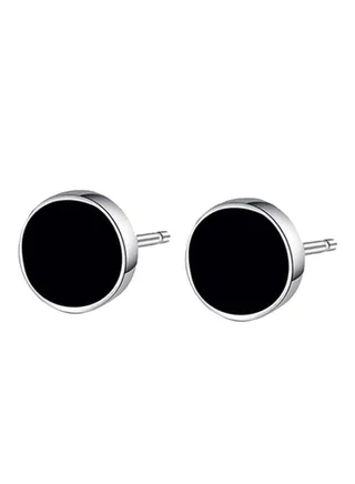 925 Sterling Silver Plated Vinyl Stud Earrings 