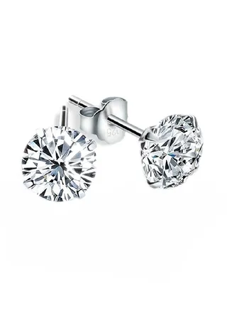 925 Sterling Silver Crystal Round Earrings With Swarovski 