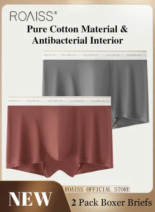 Pack of 2 Men Underwear Solid Color Boxer Briefs Breathable and Antibacterial Modal Material Youthful Mid Rise Underwear with Comfortable and Breathable Crotch Suitable for Couples 