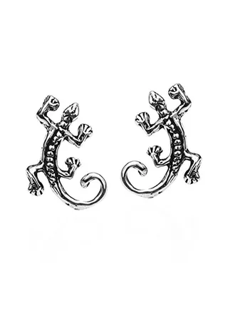 925 Sterling Silver Petite Gecko Lizard  Stud Earrings 