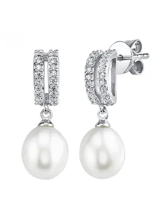 925 Sterling Silver Freshwater Cultured Blake Earrings With Pearl And Cubic Zirconia 