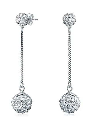 925 Sterling Silver Double Disco Ball Earrings 