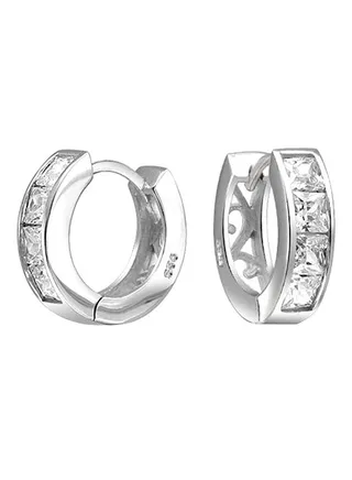 925 Sterling Silver Princess Cut Earrings 