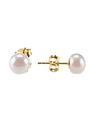Sterling Freshwater Cultured Stud Pearl Earrings - 7.5mm AAA Quality 