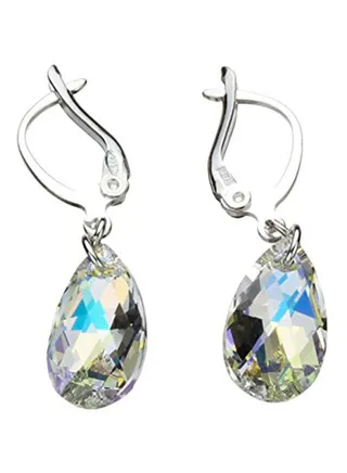 925 Sterling Silver Swarovski Aurora Borealis Teardrop Earrings 