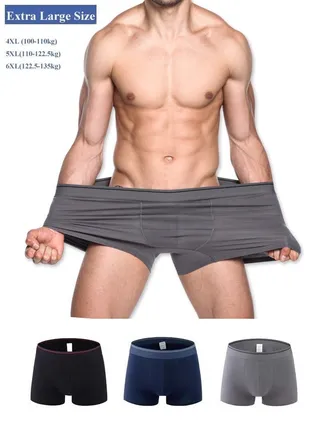 3pcs Extra large Men's Underwear Plus Size Cotton Underwear Men's Flat Corner Pants Boxer Briefs (4xl,5xl,6xl) 