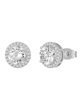 Round Faux Diamond Stud Earrings 