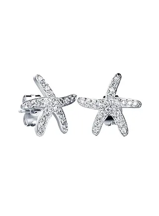 Crystals from Swarovski Starfishes Stud Earrings 18 ct White Gold Plated for Women and Girls 