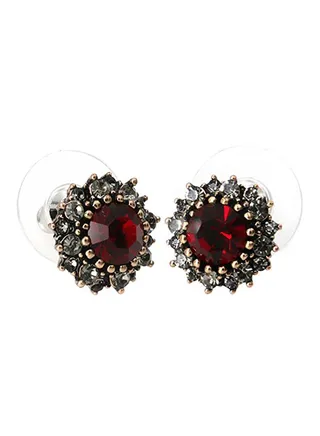 Yoursfs Burgandy Earrings For Women Vintage Earrings Red Austrian Crystal Studs Earrings 