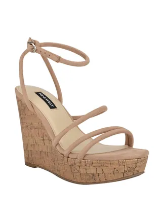 Strappy Wedge Sandals Brown 