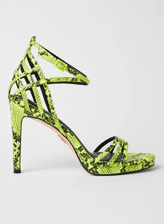 Jeanie Ankle Strap Stilettos Neon Yellow 