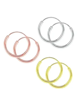 Pair Of 3 925 Sterling Silver Gold Plated Hoop Earrings 