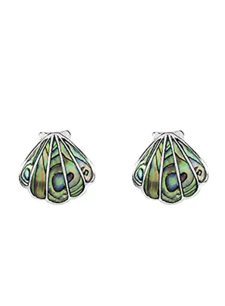 Abalone Seashell Sterling Silver Earrings 