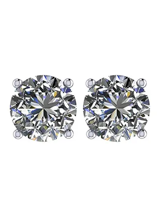 NANA Stud Earrings-Sterling Round Cut Swarovski Zirconia 10.0mm (8.00cttw) White Gold Plated 