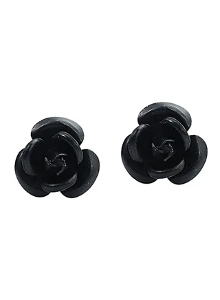 Sterling Silver Blooming Rose Stud Earrings 