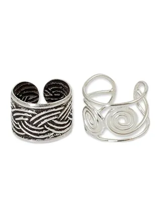 Set Of 2 925 Sterling Silver Cuffs Earrings 